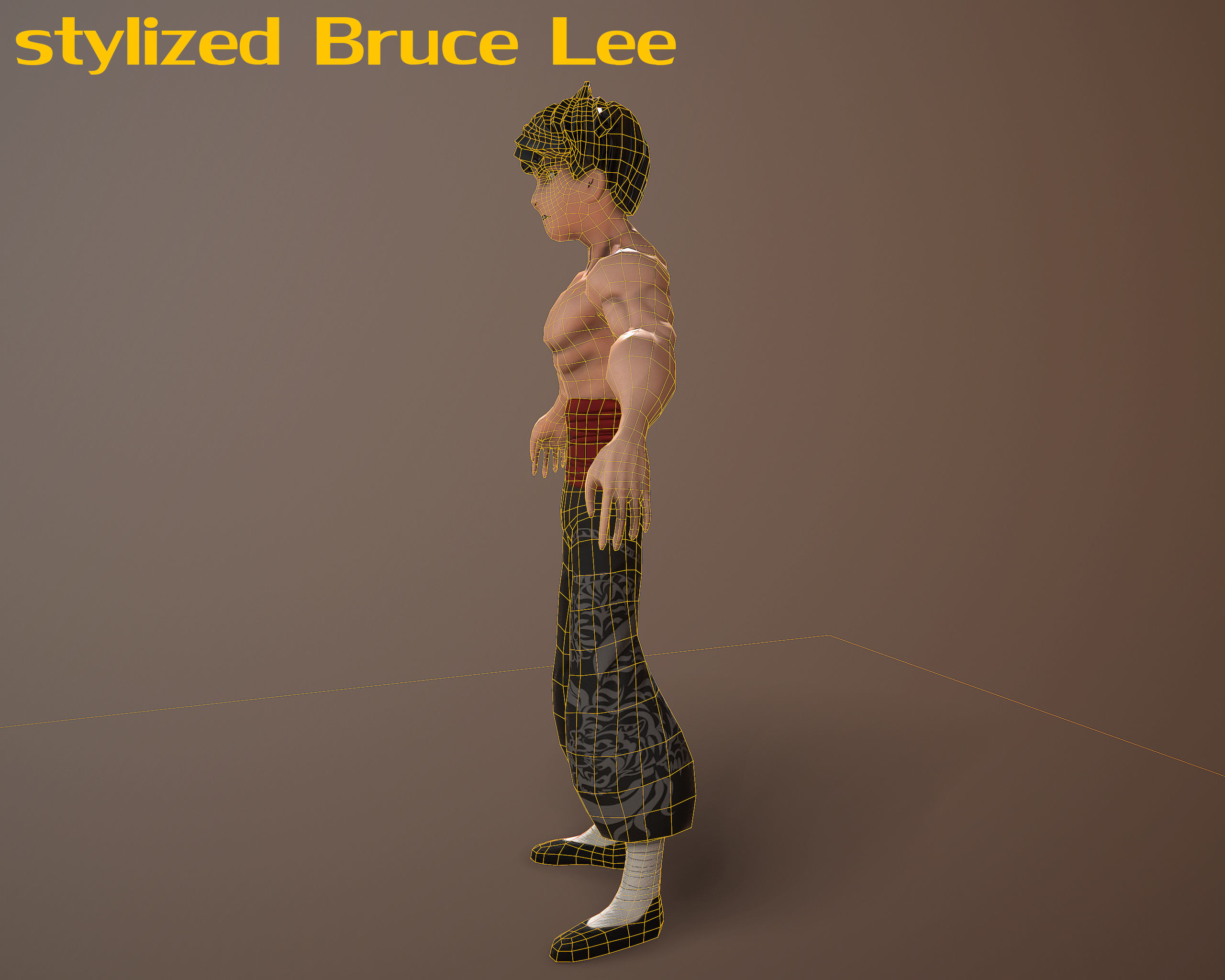 Bruce Lee stylized Low-poly 3D model_6