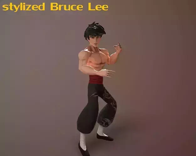 Bruce Lee stylized Low-poly 3D model