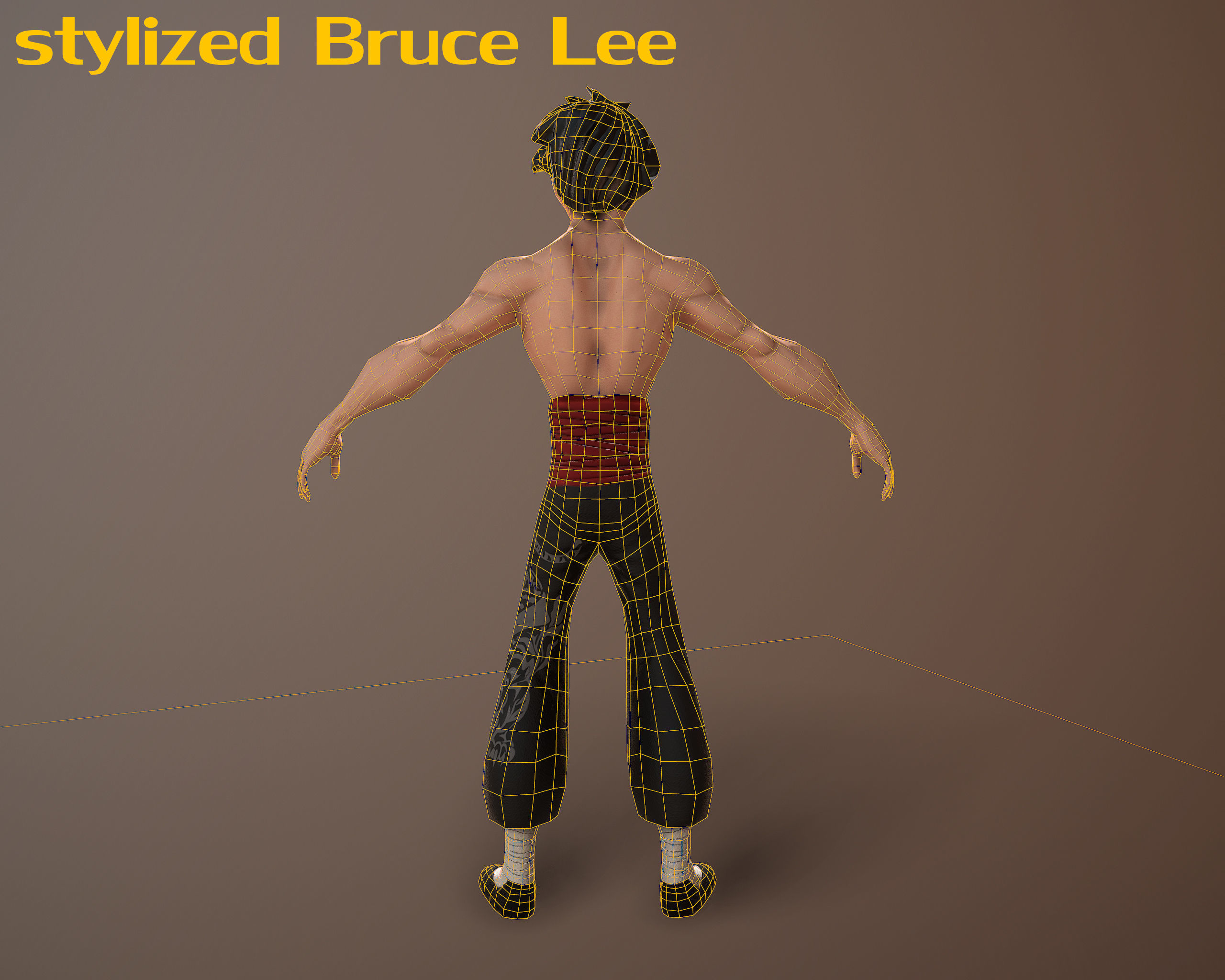 Bruce Lee stylized Low-poly 3D model_8