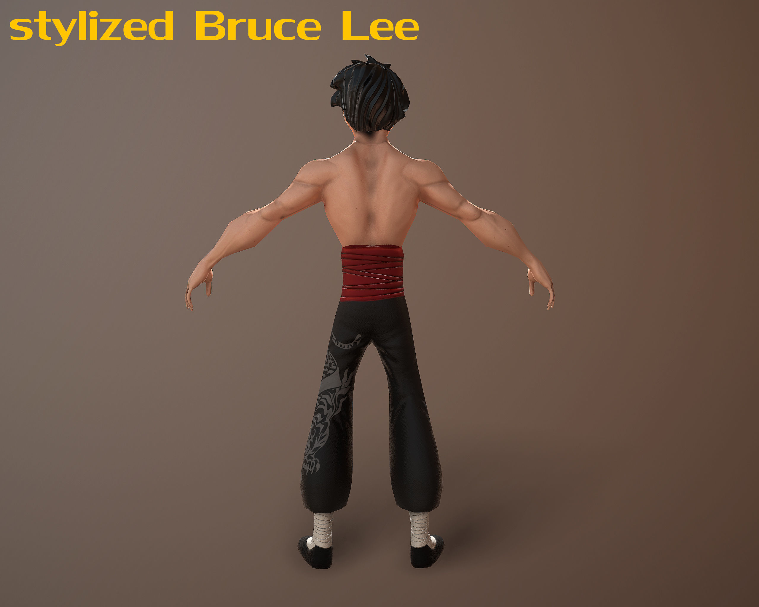 Bruce Lee stylized Low-poly 3D model_7