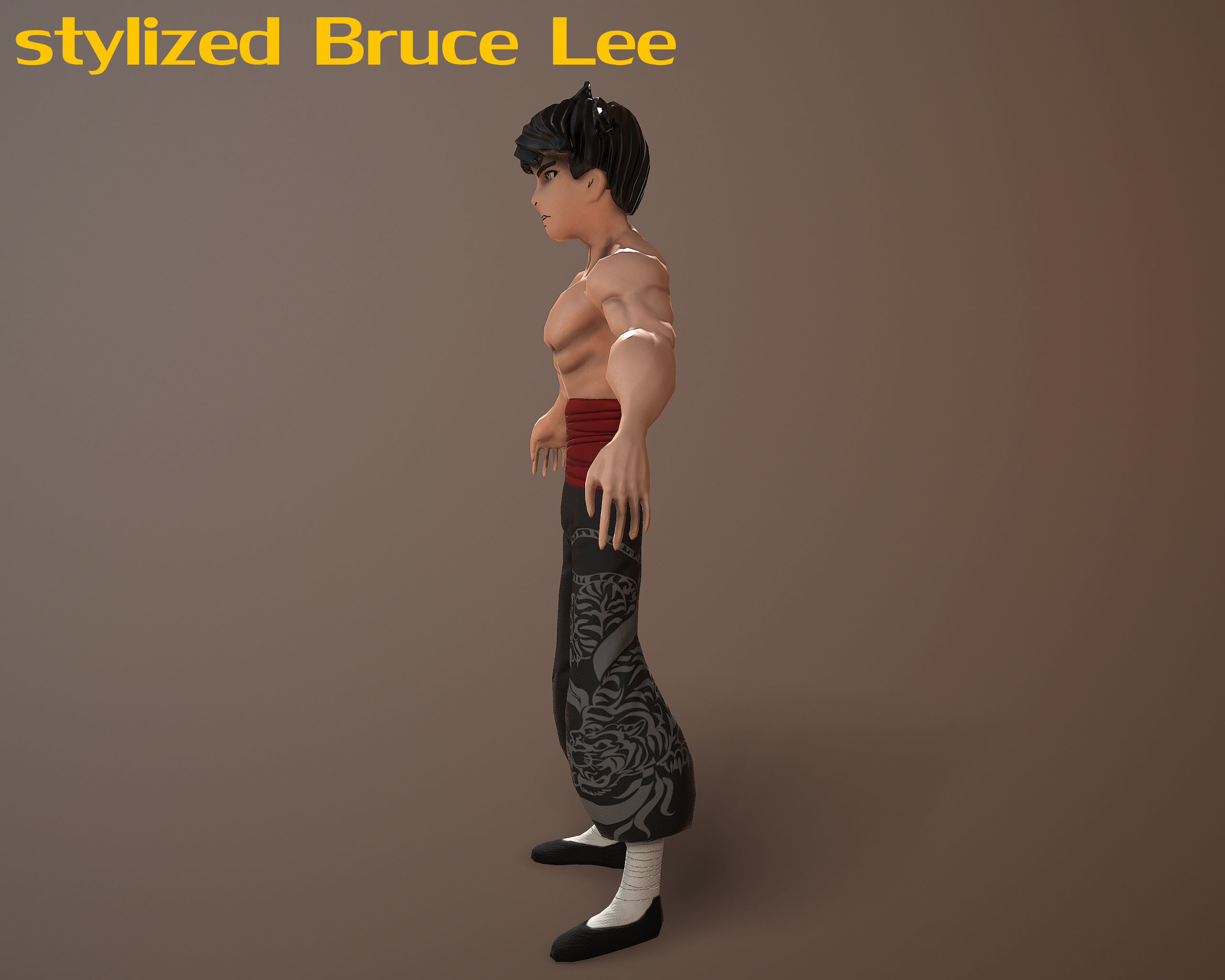 Bruce Lee stylized Low-poly 3D model_5