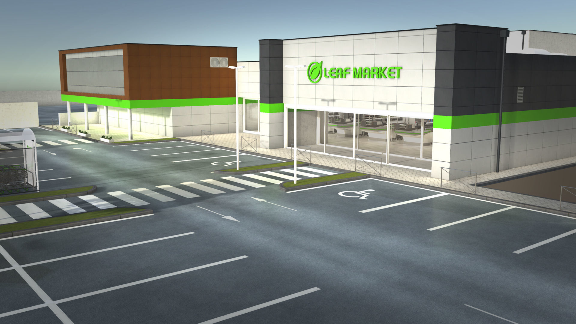 Complet Supermarket with LOD Low-poly 3D model_4