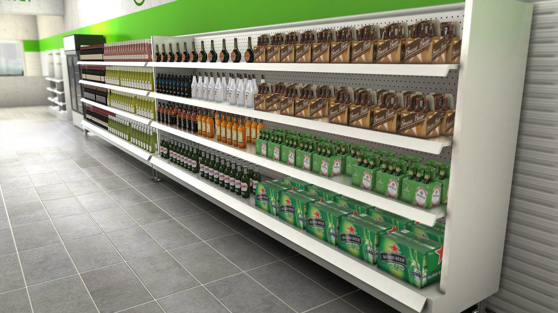 Complet Supermarket with LOD Low-poly 3D model_36