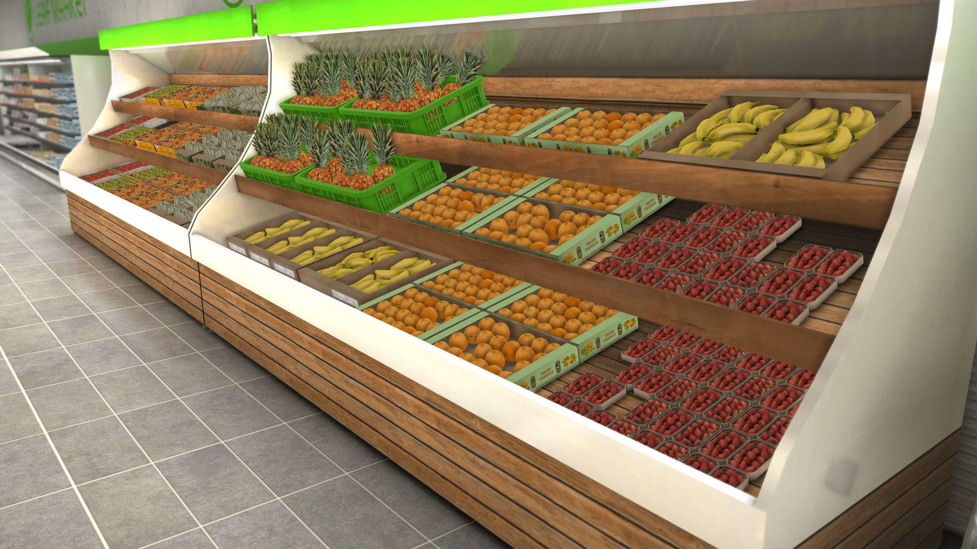 Complet Supermarket with LOD Low-poly 3D model_41
