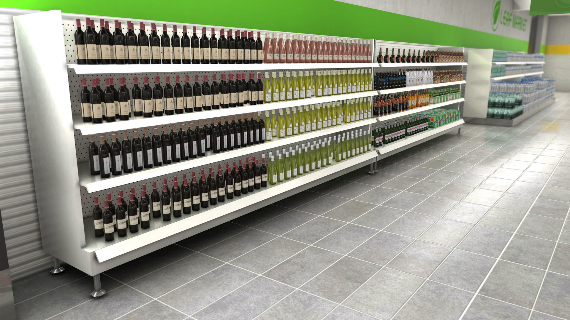 Complet Supermarket with LOD Low-poly 3D model_38
