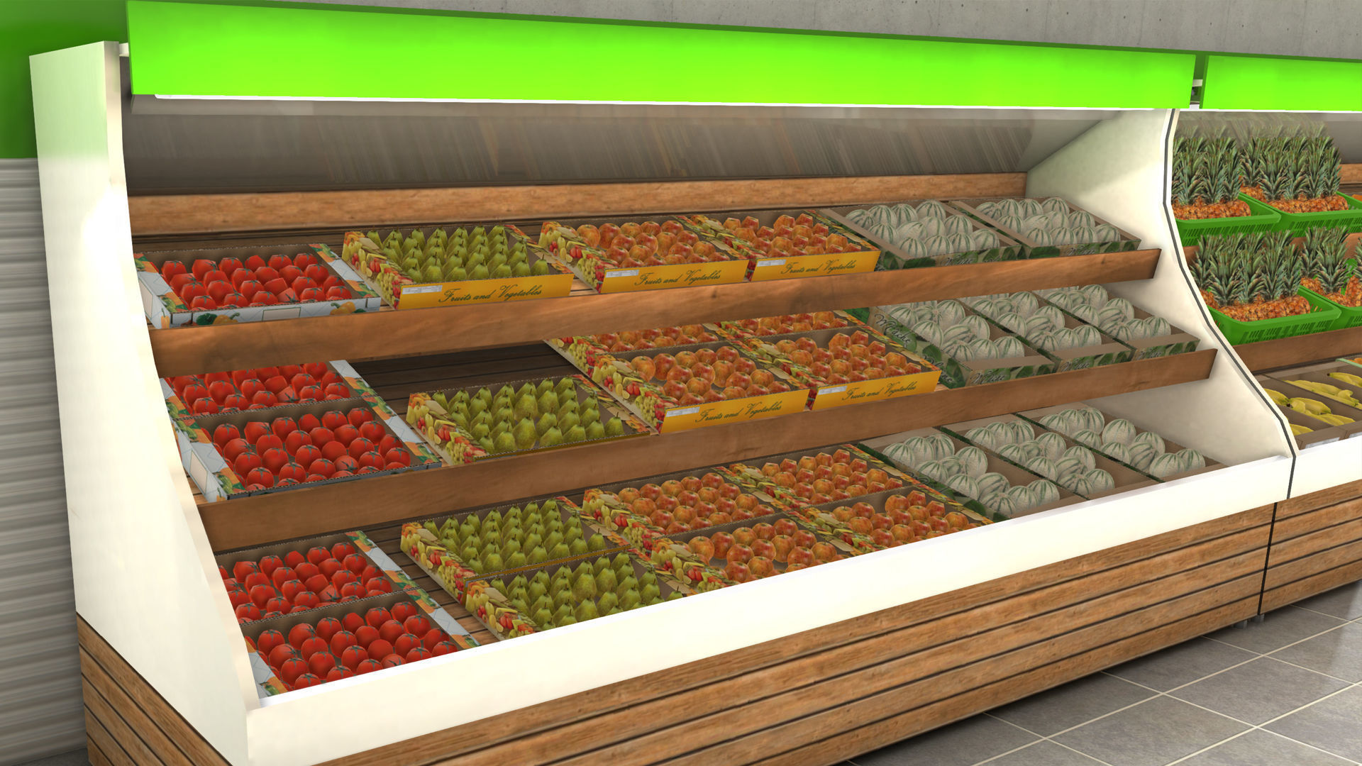 Complet Supermarket with LOD Low-poly 3D model_40