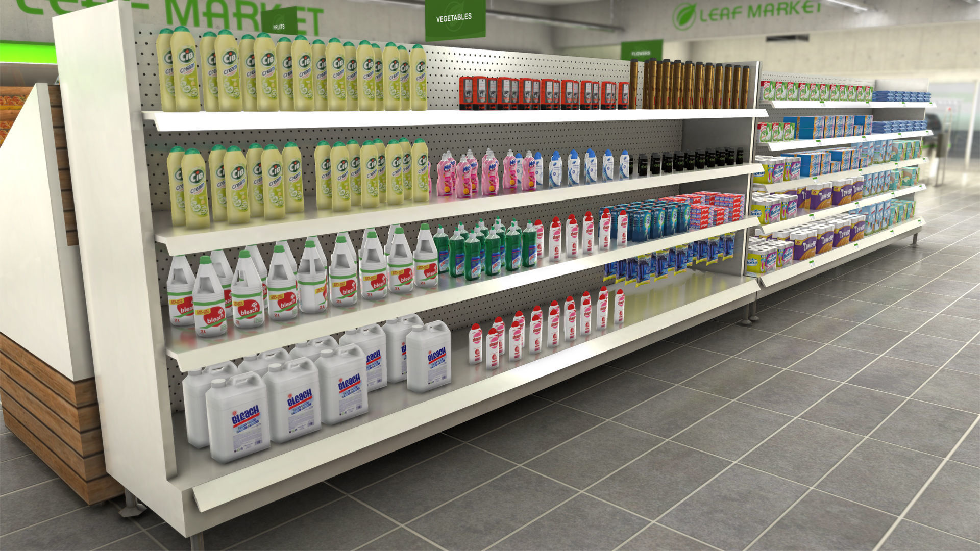 Complet Supermarket with LOD Low-poly 3D model_39
