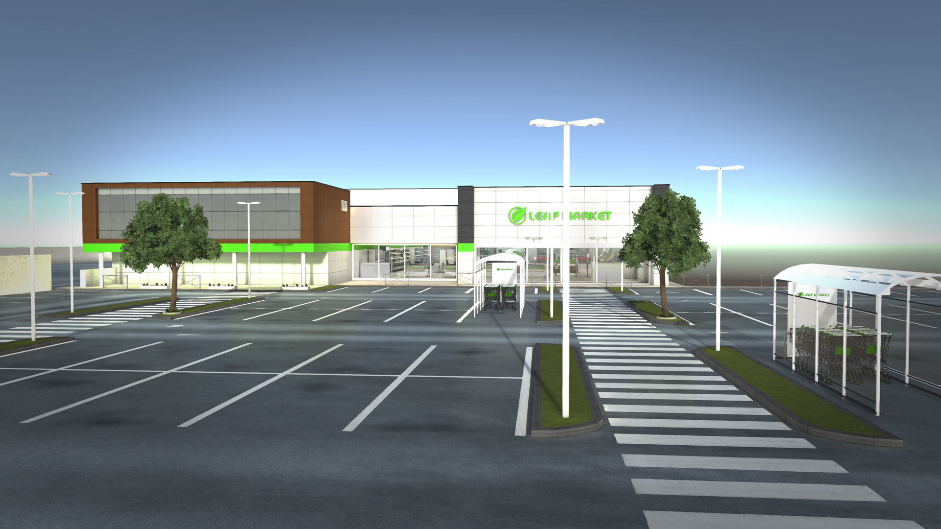 Complet Supermarket with LOD Low-poly 3D model_6