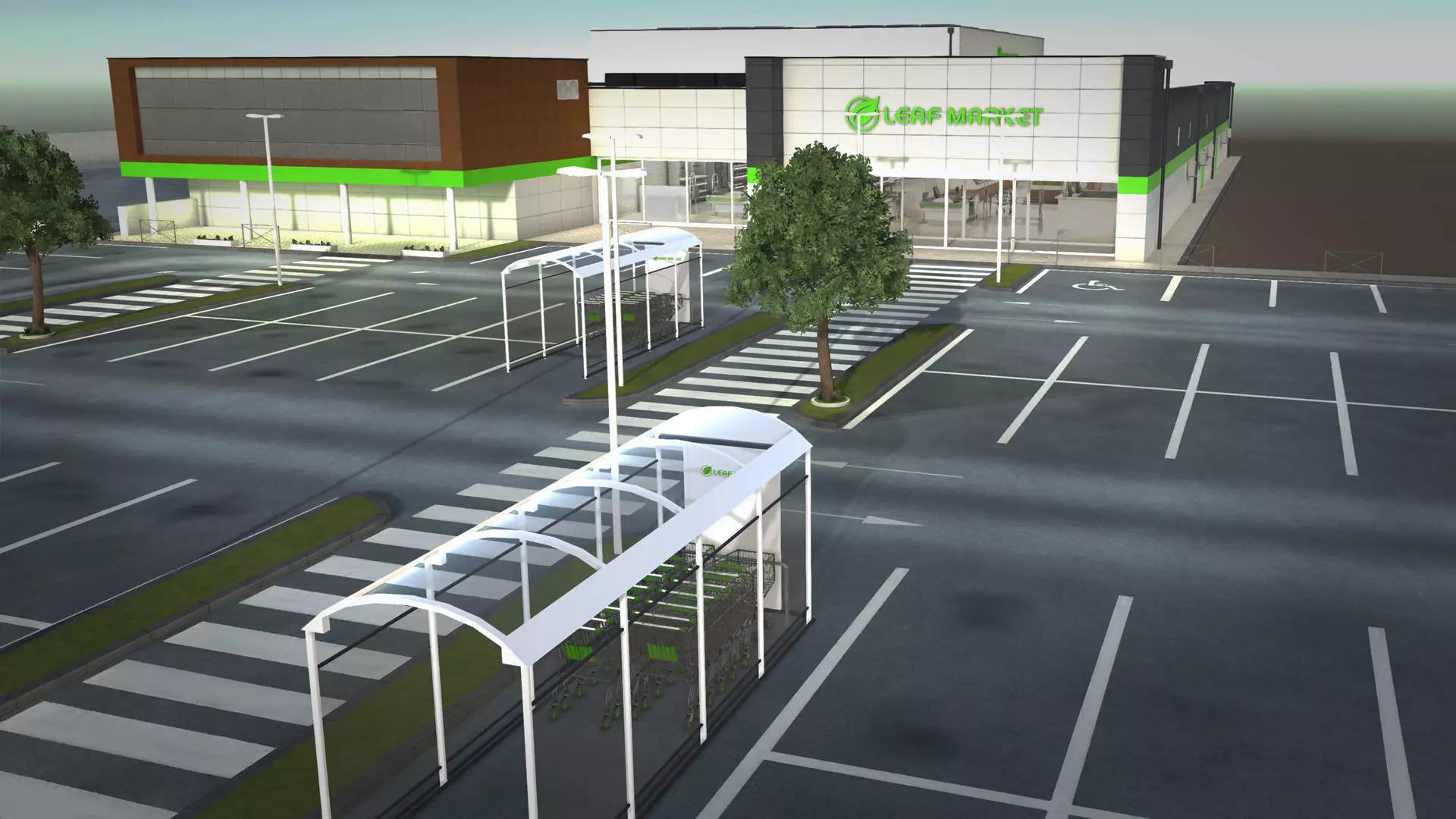 Complet Supermarket with LOD Low-poly 3D model_0