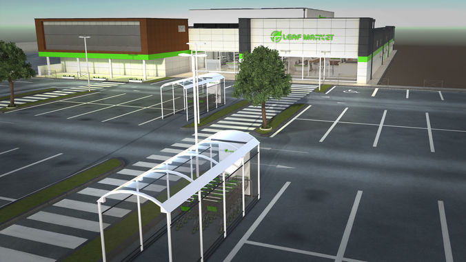 Complet Supermarket with LOD Low-poly 3D model