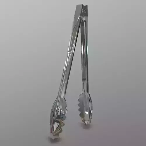 Tongs pair of stainless steel Low-poly 3D model