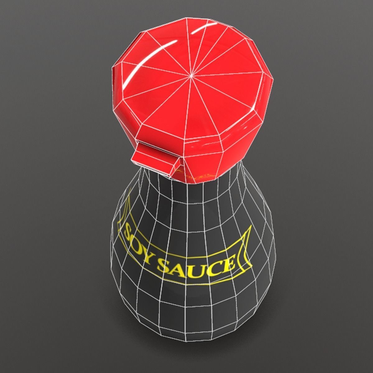 Soy Sauce Bottle Low-poly 3D model_5