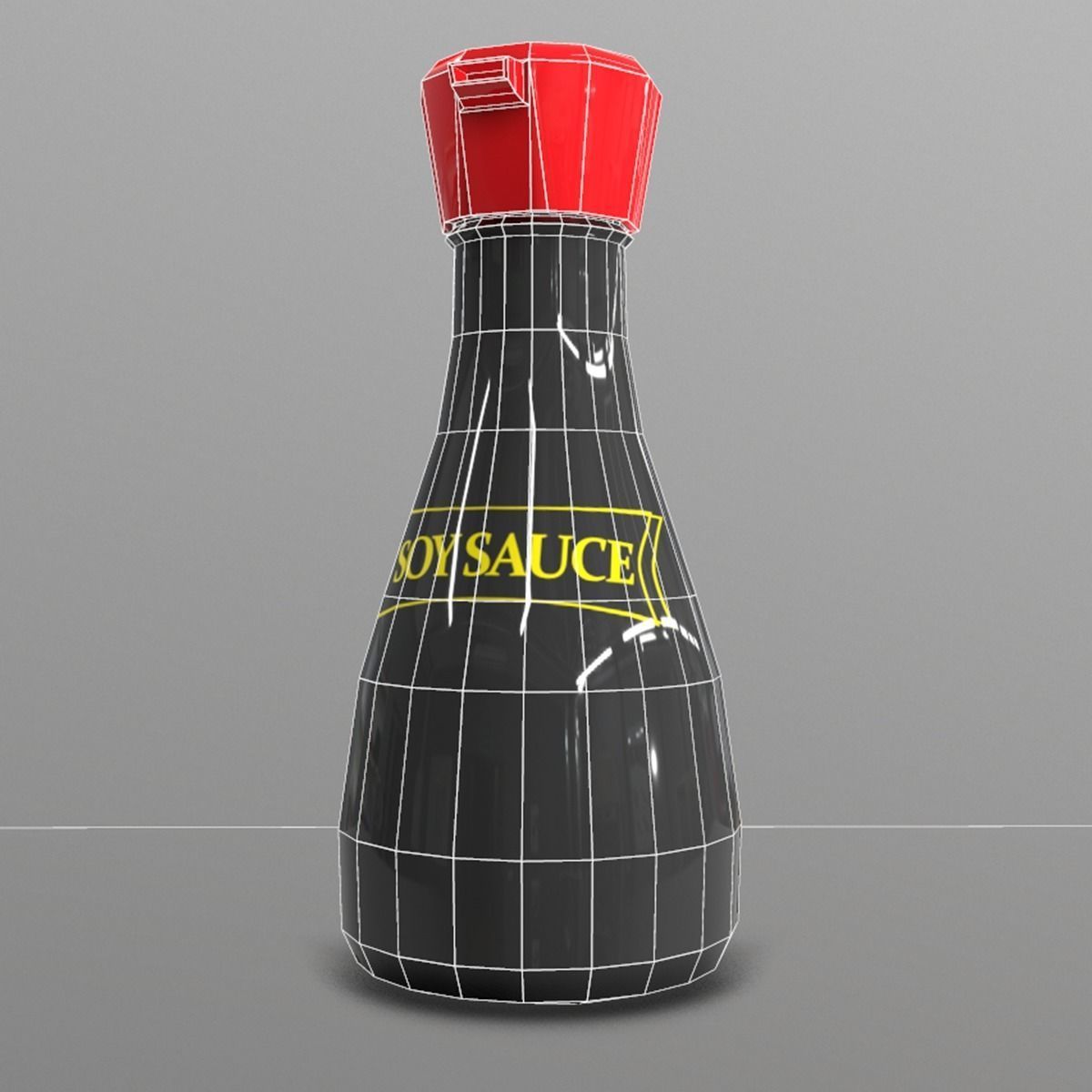 Soy Sauce Bottle Low-poly 3D model_3