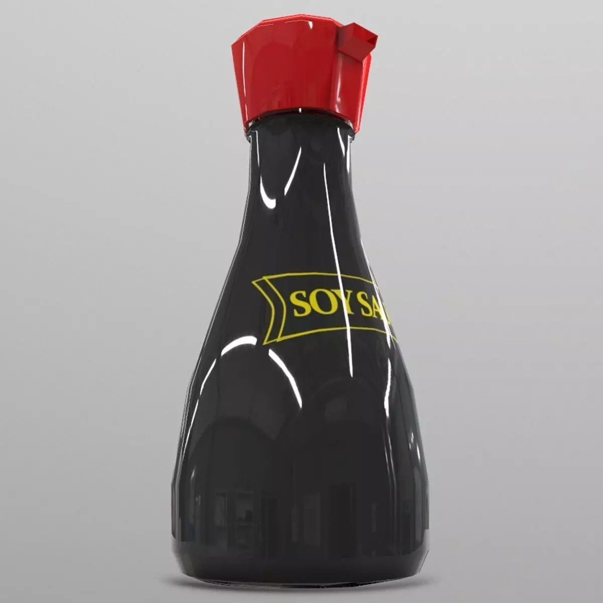 Soy Sauce Bottle Low-poly 3D model_0
