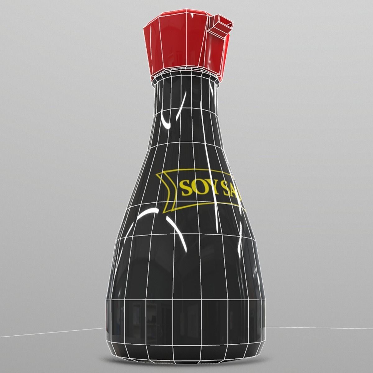 Soy Sauce Bottle Low-poly 3D model_1
