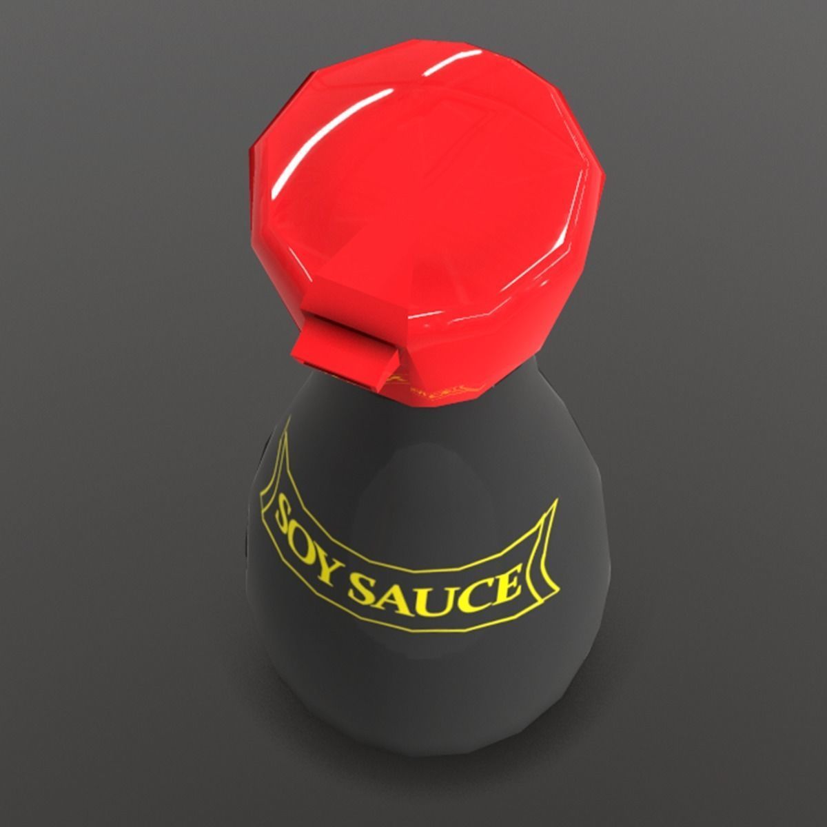 Soy Sauce Bottle Low-poly 3D model_4