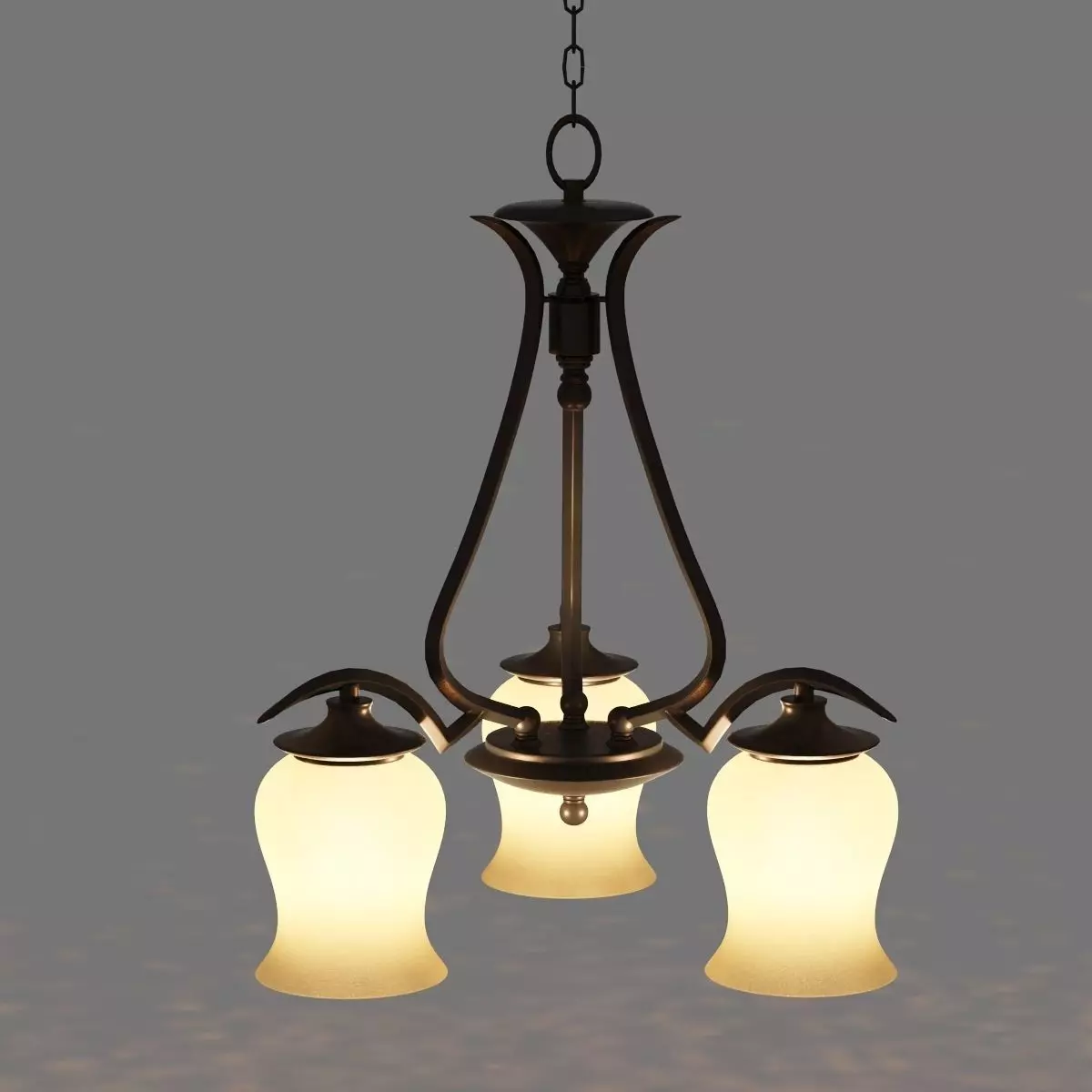 Light Bronze Chandelier 3D model_0