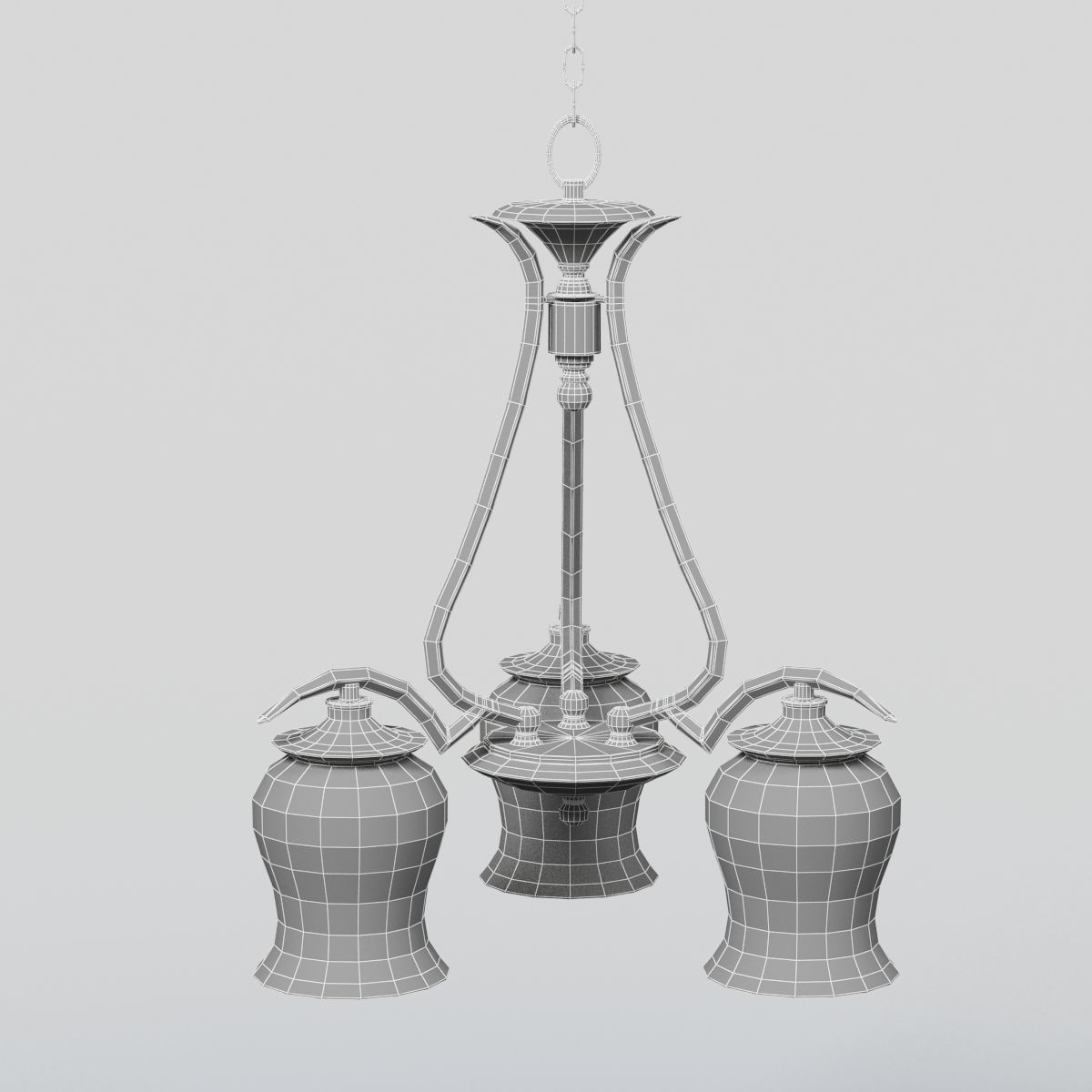 Light Bronze Chandelier 3D model_1