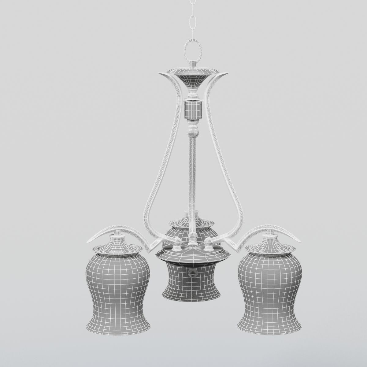 Light Bronze Chandelier 3D model_2