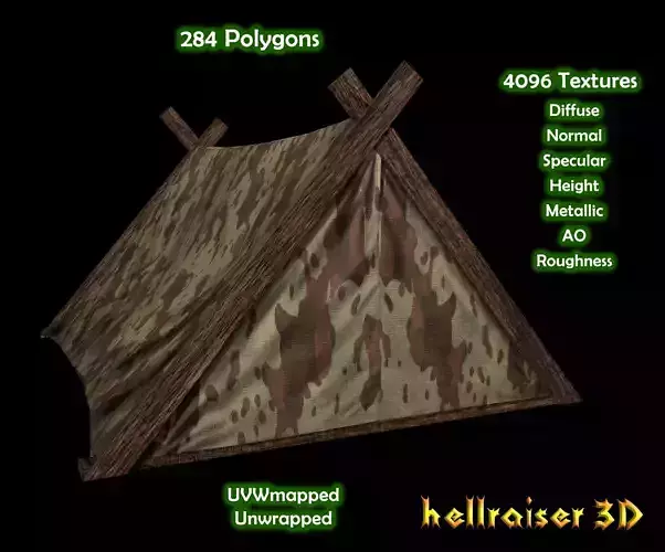 Military Tent - 4 - PBR - Textured