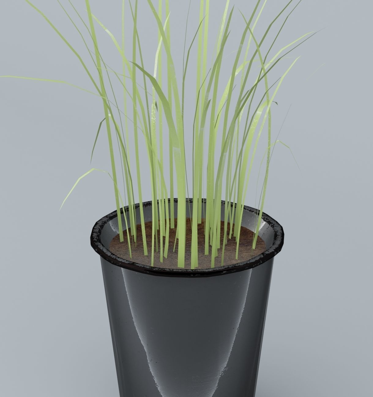 Plant Low Poly grass in pot Free low-poly 3D model_2