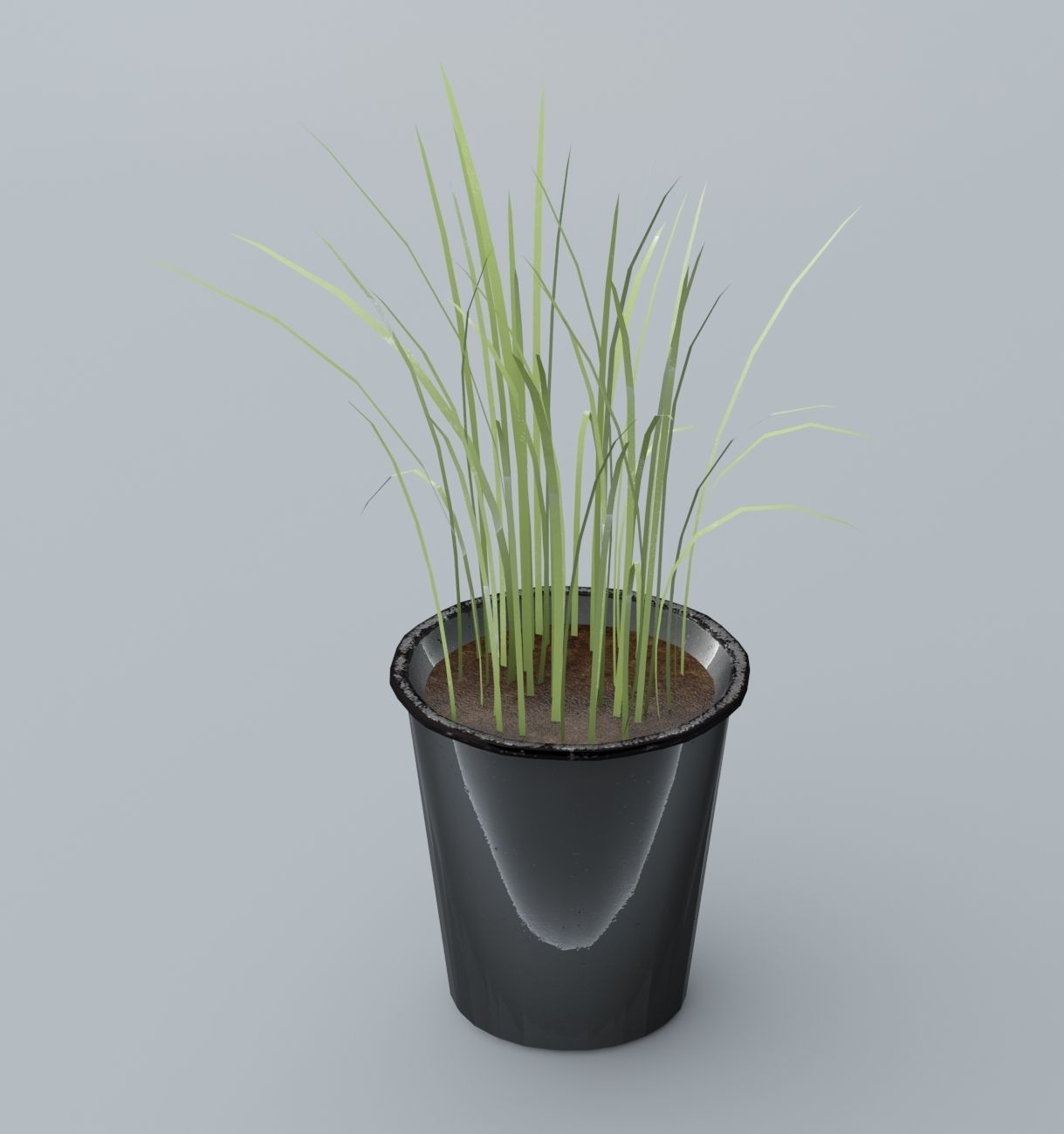 Plant Low Poly grass in pot Free low-poly 3D model_1