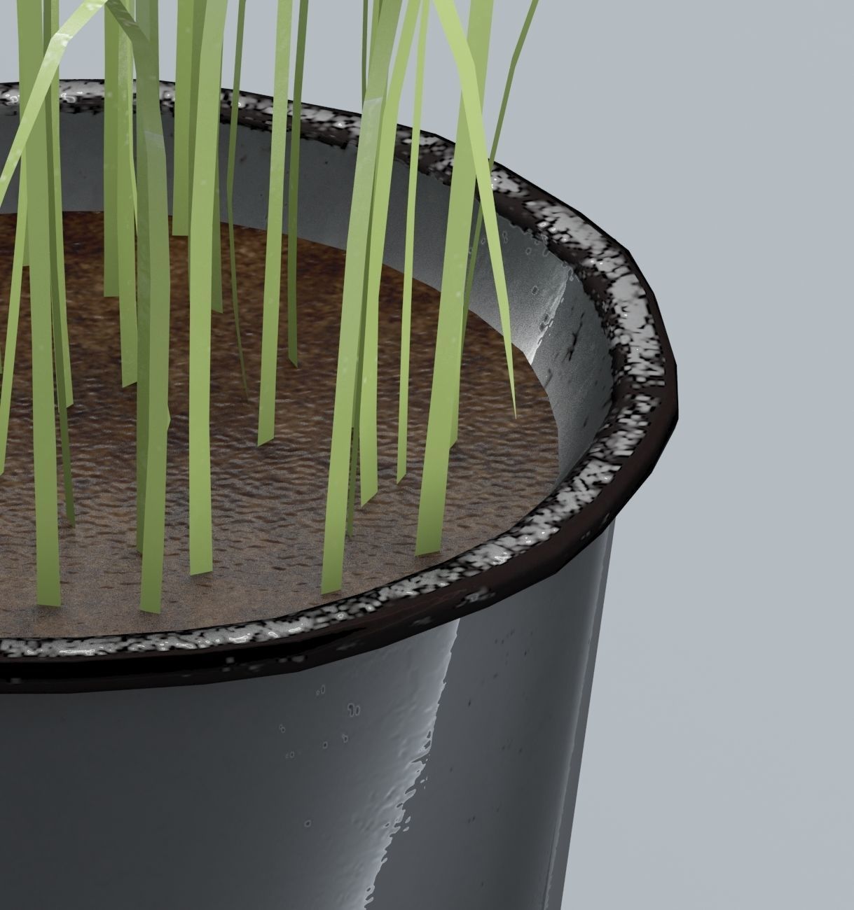 Plant Low Poly grass in pot Free low-poly 3D model_3