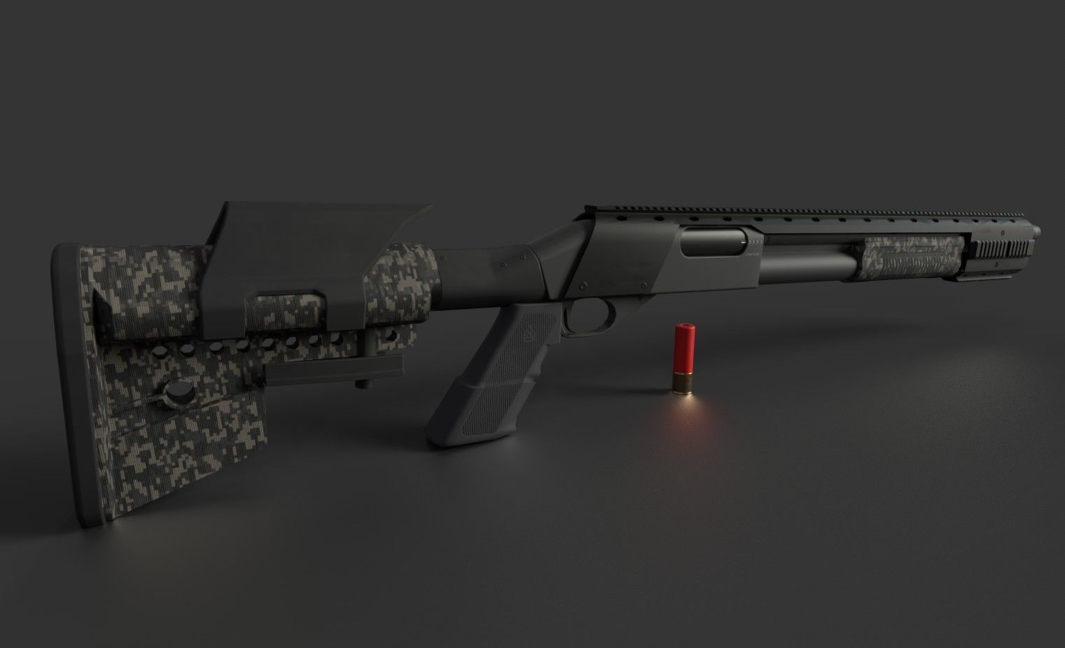 Remington 870 Tactical  Low-poly 3D model_1