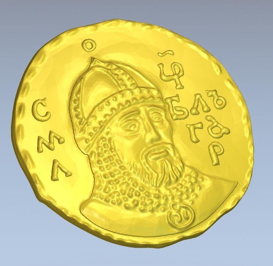 Ancient Bulgarian Coin King Samuil 3D print model_4