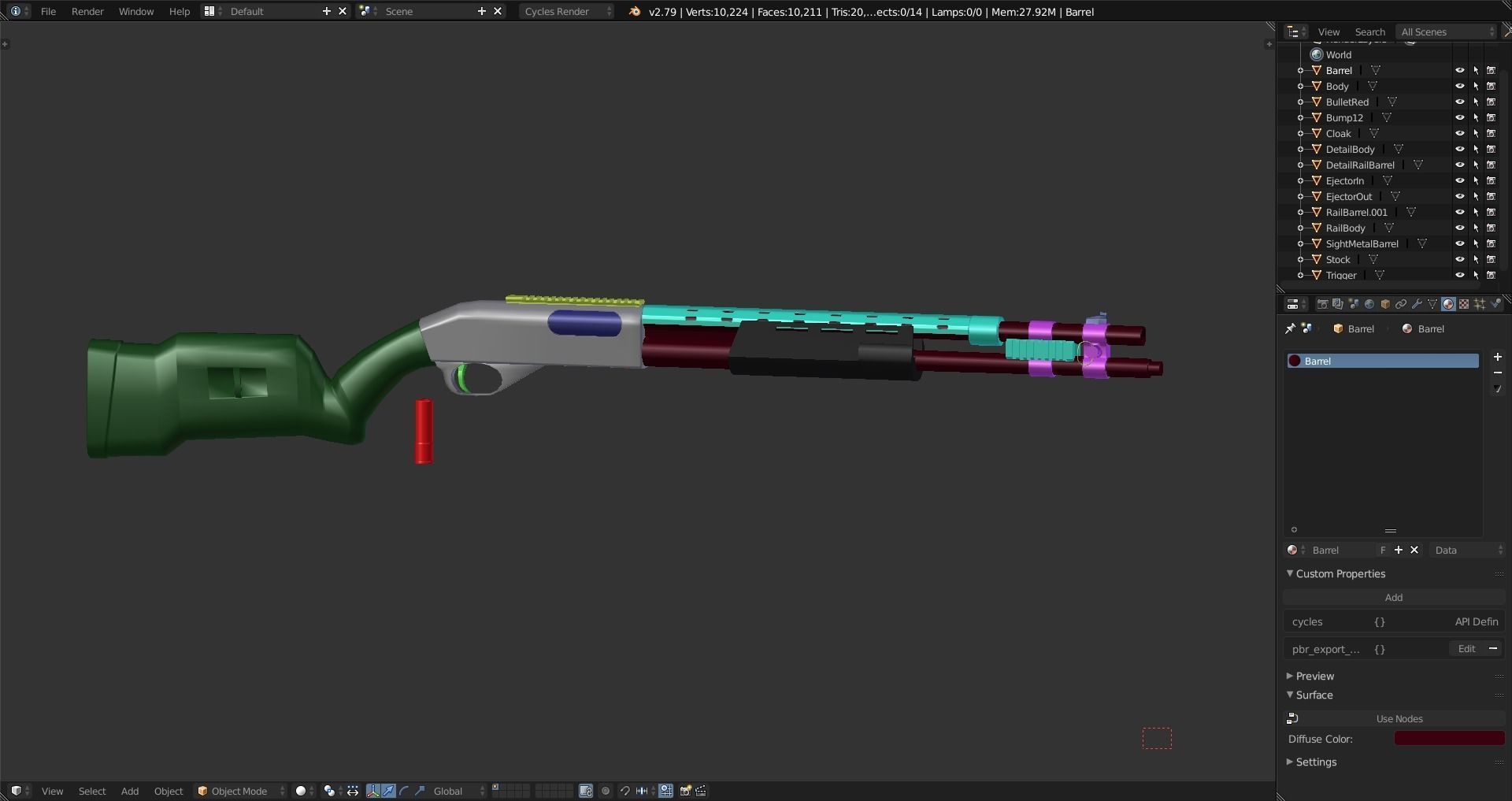 Remington 870 Tactical Low-poly 3D model_10