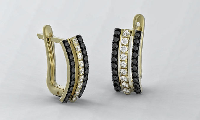 Earrings 3d print model three strips earring stl 3dm file 3D print model