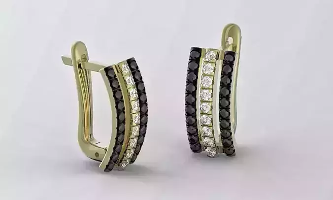 Earrings 3d print model three strips earring stl 3dm file 3D print model