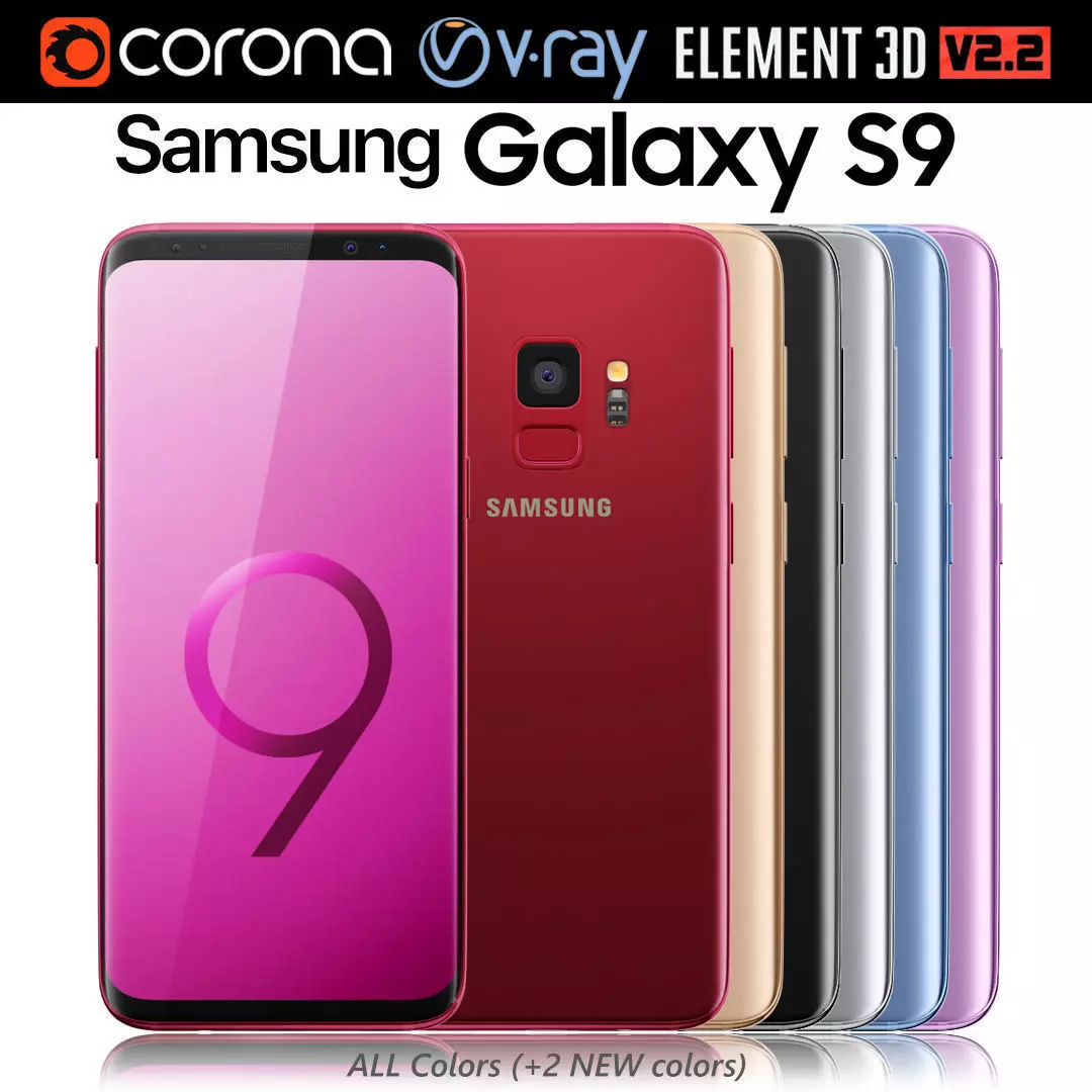 Samsung Galaxy S9 ALL Colors - 2 NEW Colors 3D model_0