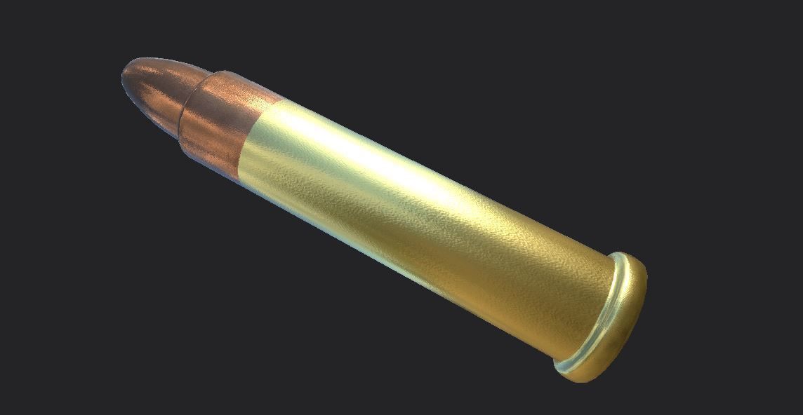 22 Caliber rifle round UE4 ready 3D model_1