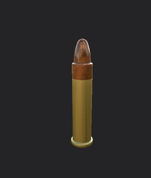 22 Caliber rifle round UE4 ready 3D model_2