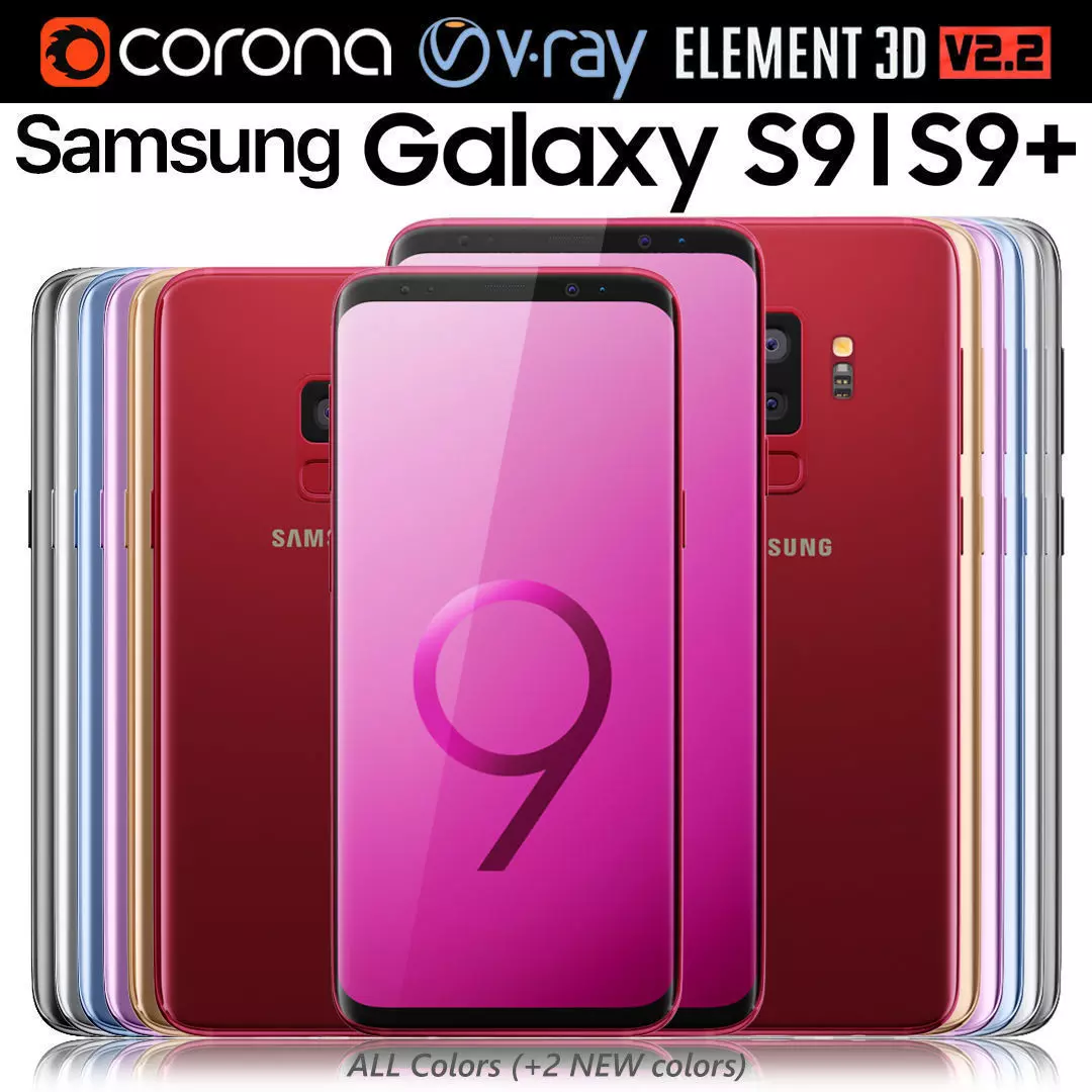 Samsung Galaxy S9 and S9 PLUS ALL Colors - 2 NEW Colors 3D model