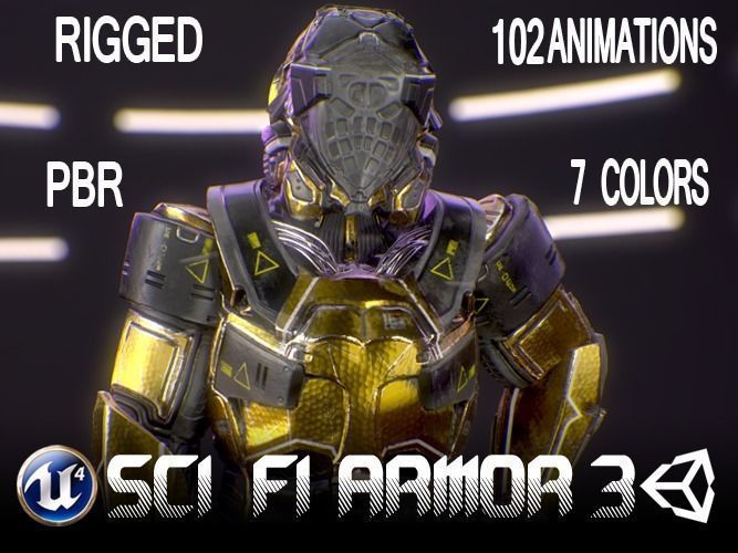 Sci-Fi Armor 3 Low-poly 3D model