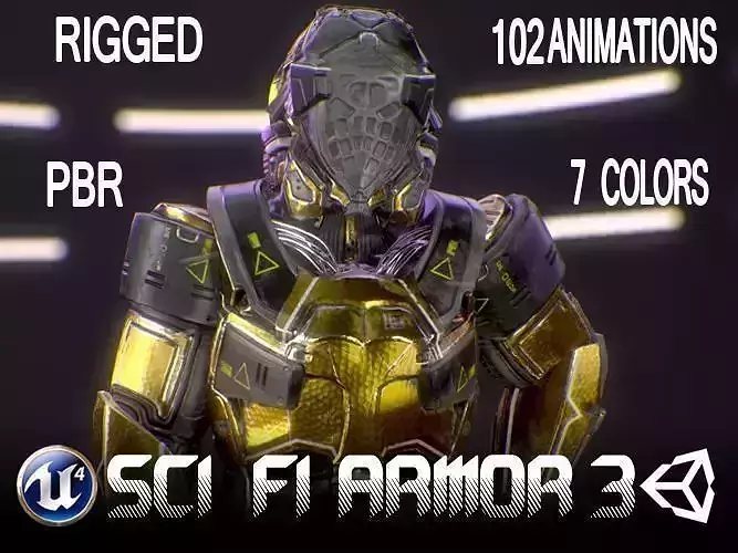 Sci-Fi Armor 3 Low-poly 3D model