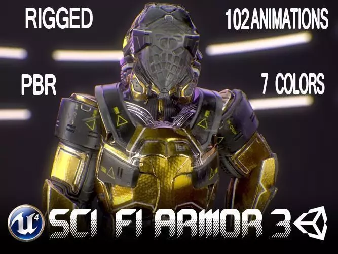 Sci-Fi Armor 3 Low-poly 3D model_0