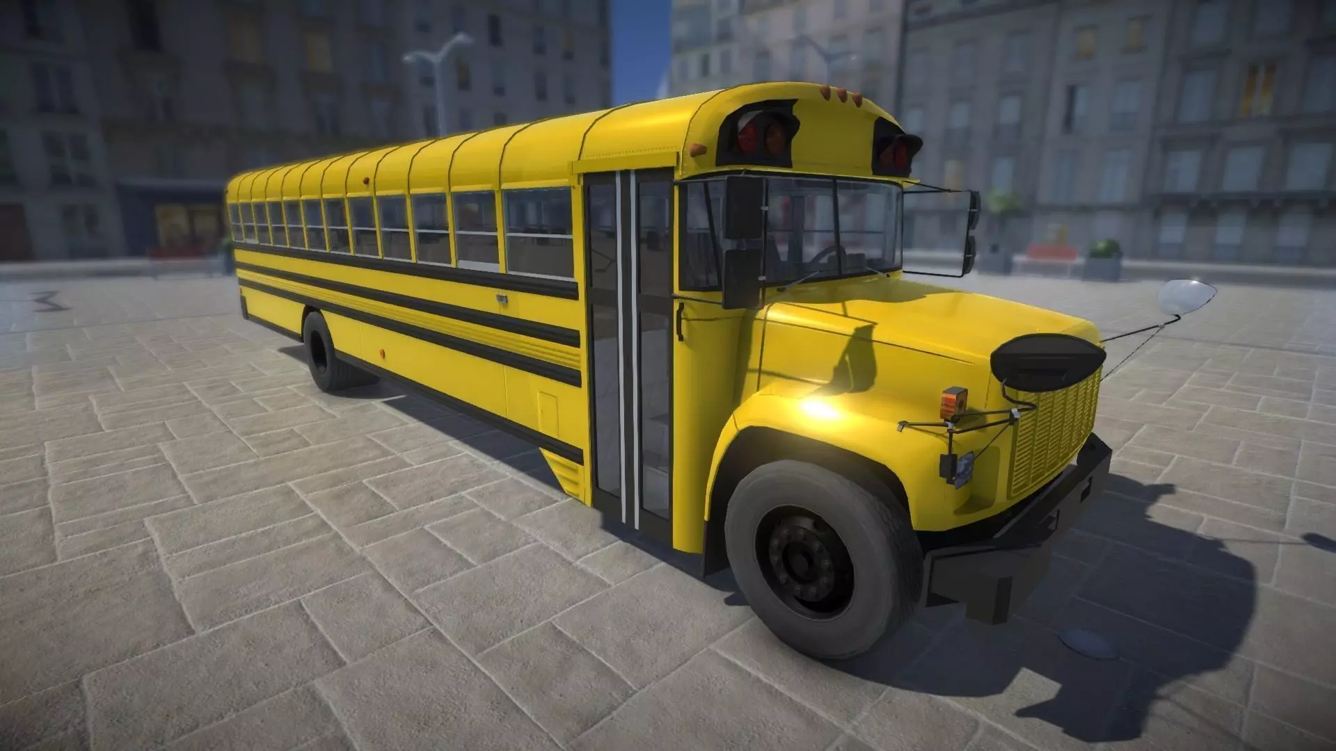 School Bus with LOD Low-poly 3D model_0