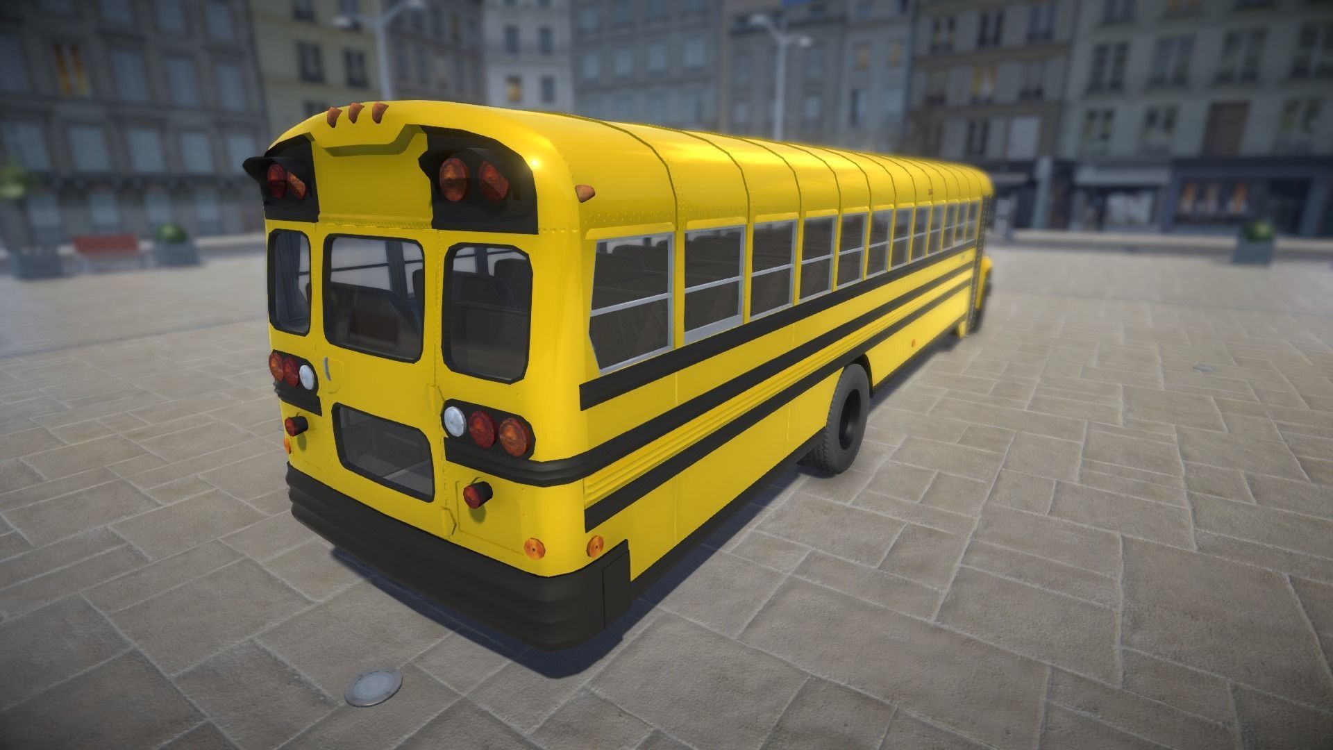School Bus with LOD Low-poly 3D model_4