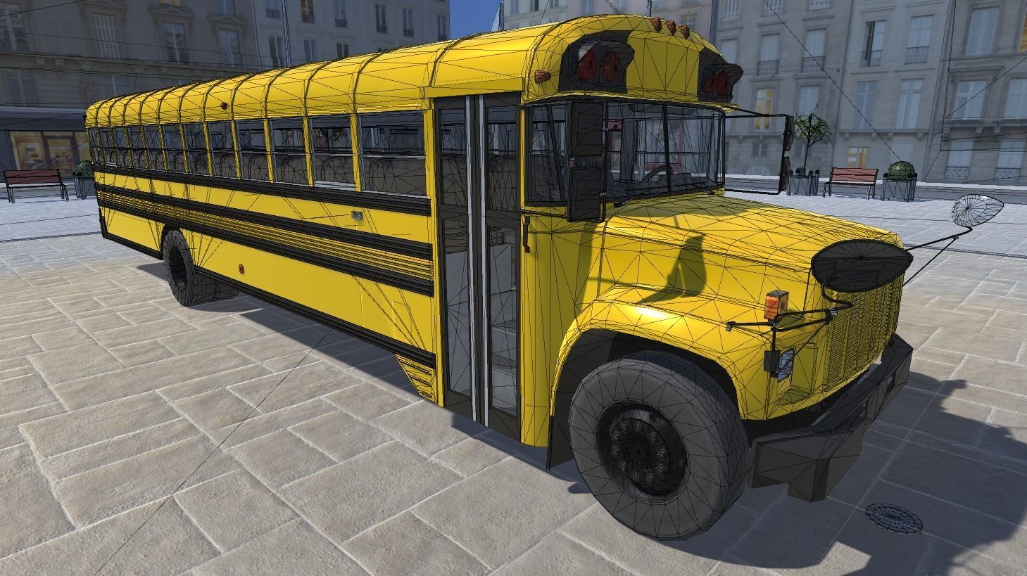 School Bus with LOD Low-poly 3D model_16