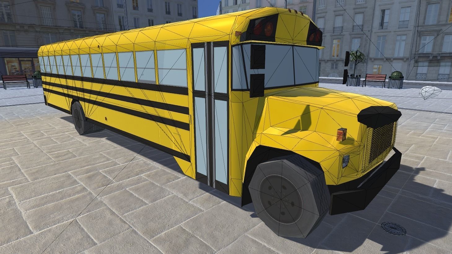 School Bus with LOD Low-poly 3D model_18