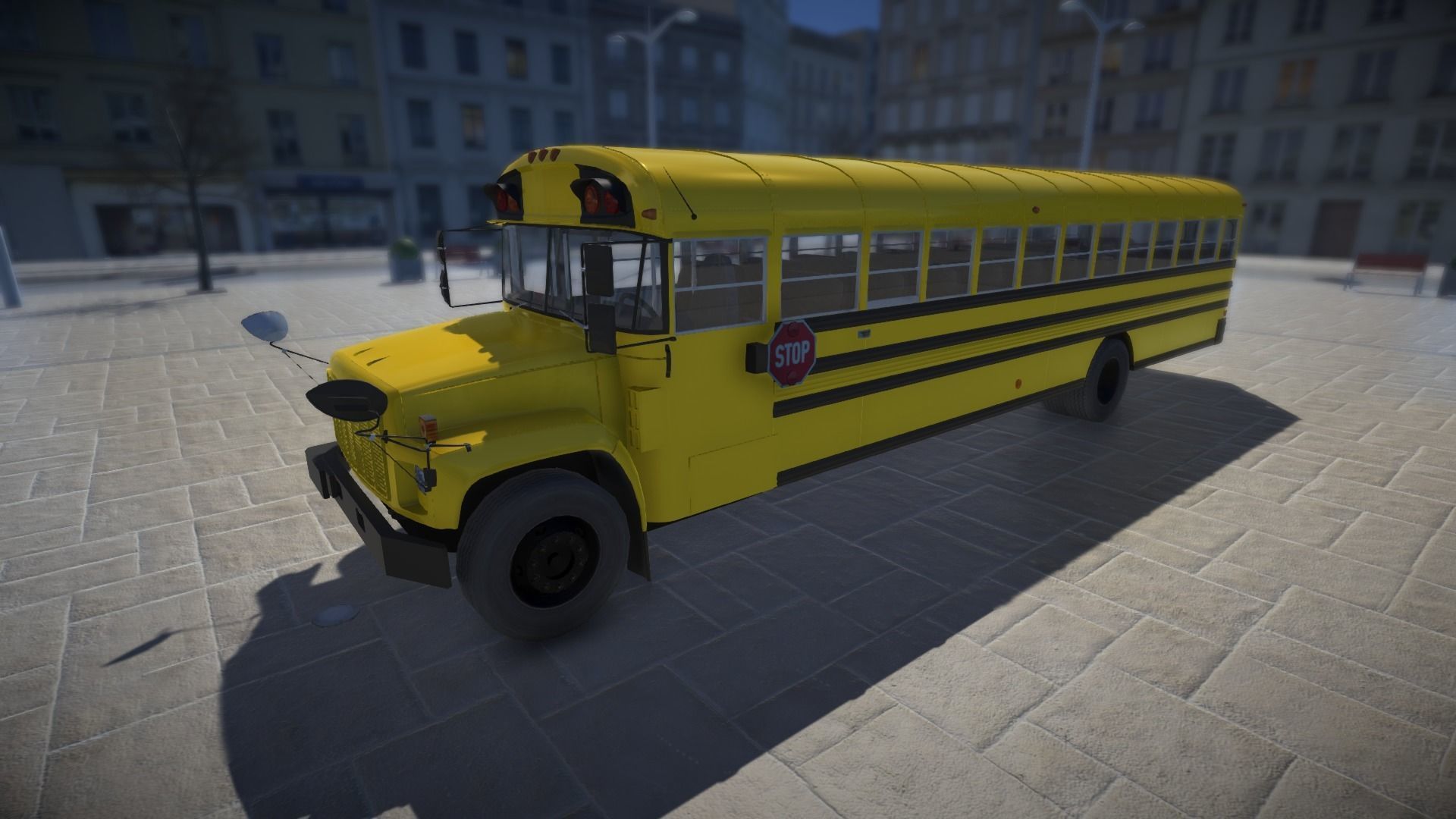 School Bus with LOD Low-poly 3D model_3