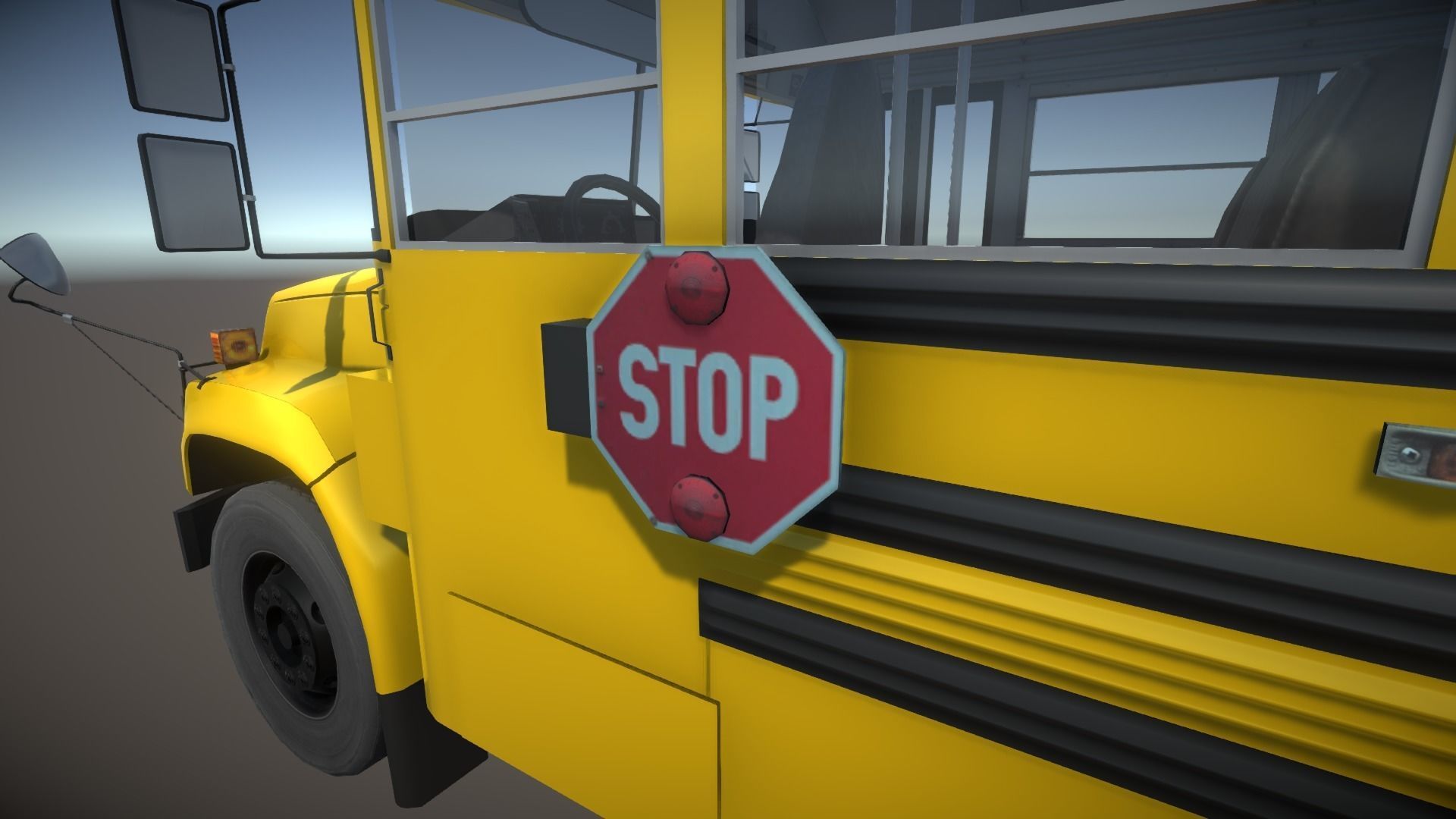 School Bus with LOD Low-poly 3D model_19