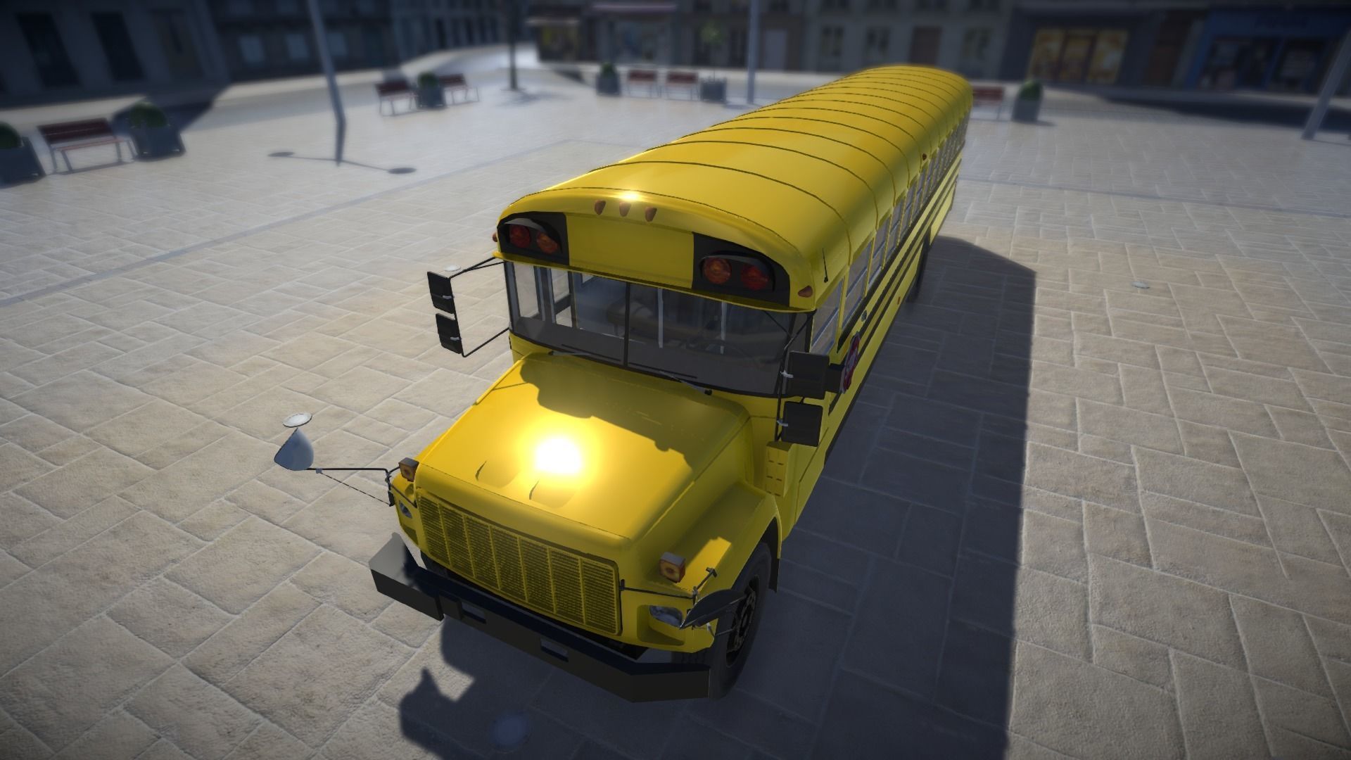 School Bus with LOD Low-poly 3D model_9