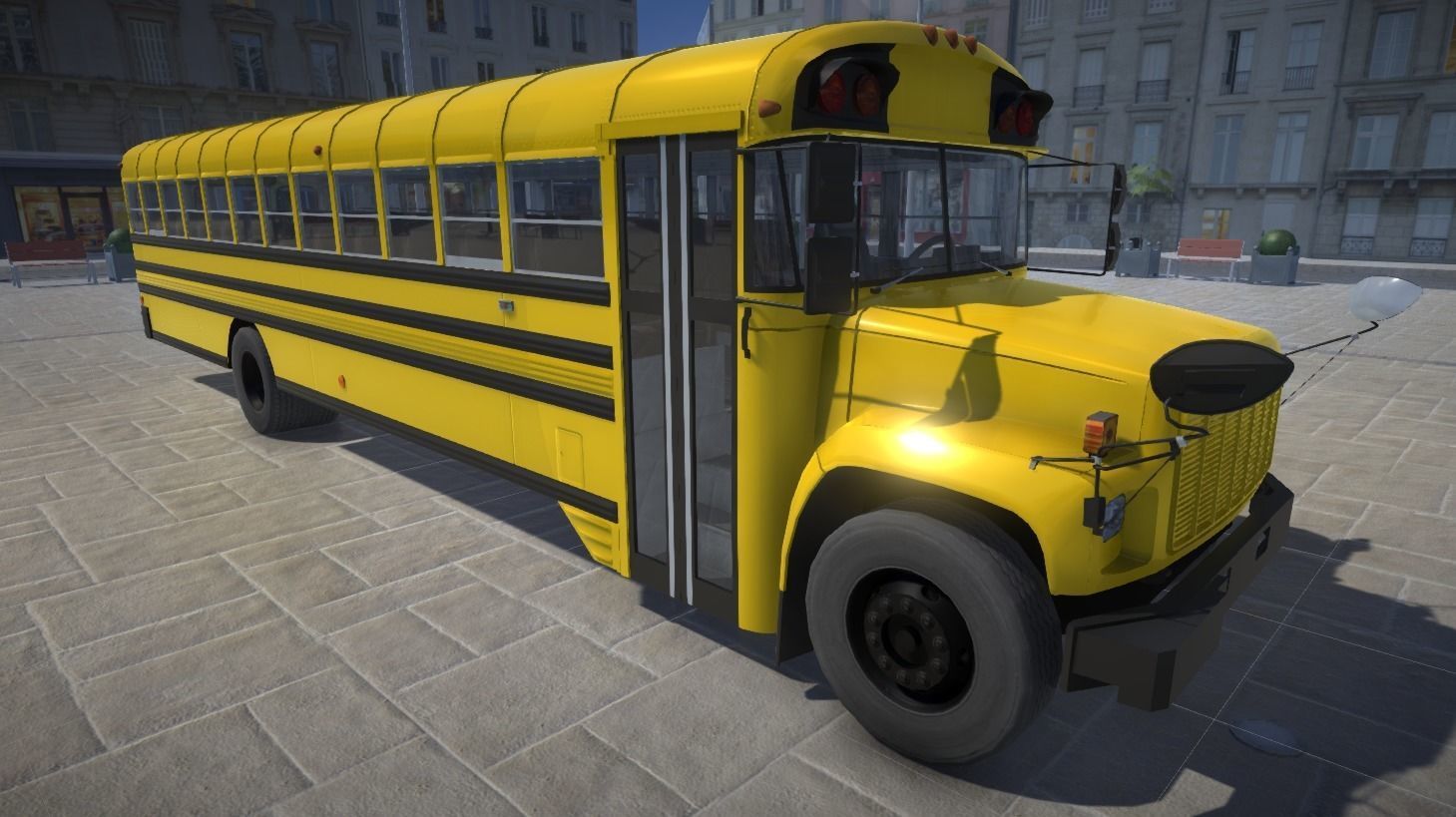 School Bus with LOD Low-poly 3D model_15