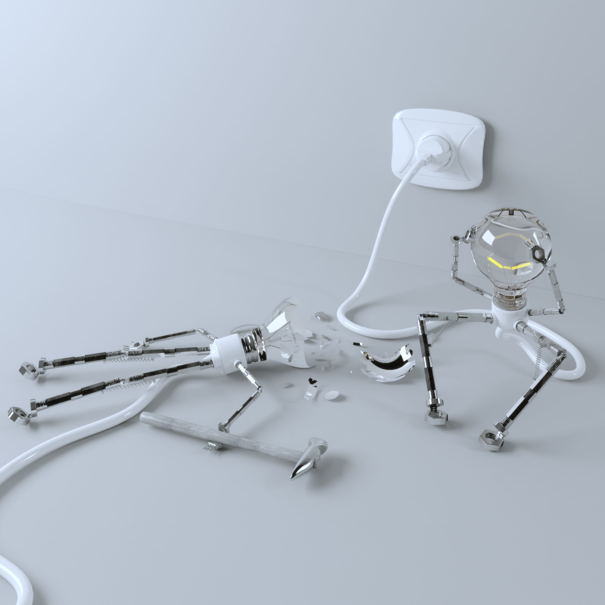 Ligtbulb guy lamp many variation 3D model_3