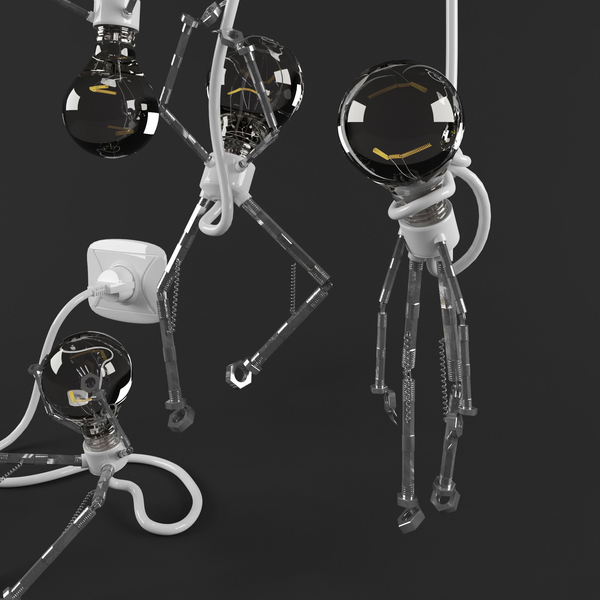 Ligtbulb guy lamp many variation 3D model_1