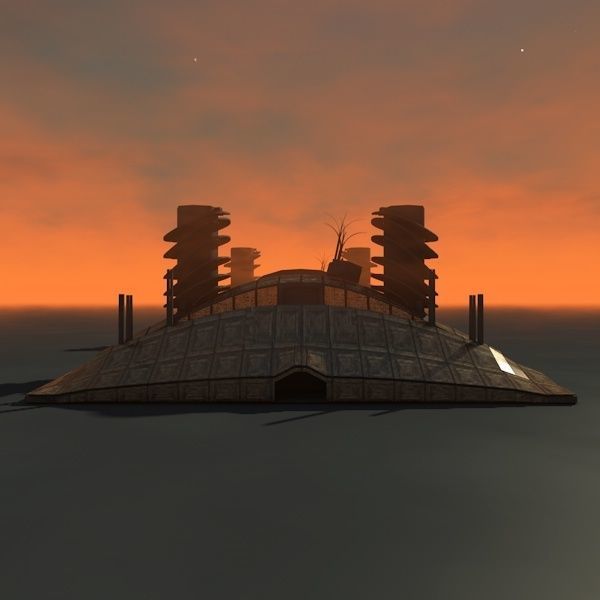 house spaceship at sunset Low-poly 3D model_4
